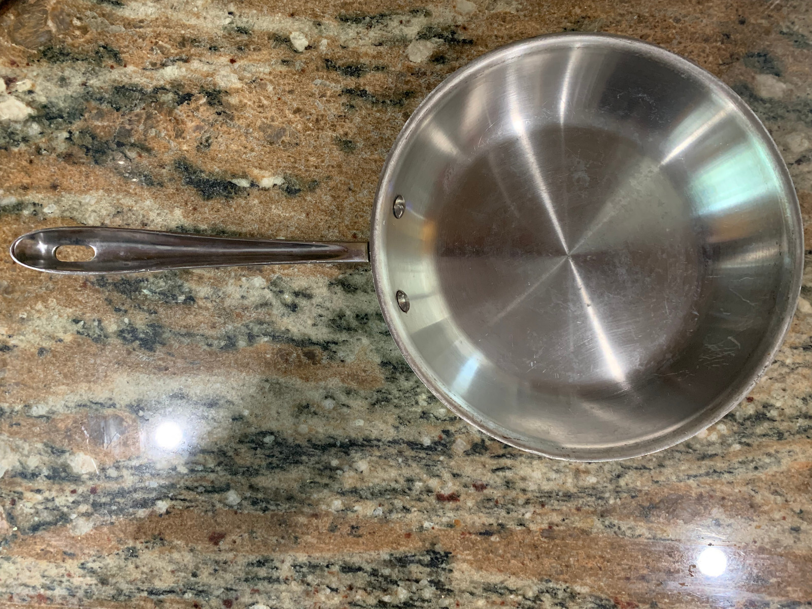 TWO USED All-Clad 10′ Stainless Frying Pans NOT EMERIL PANS!