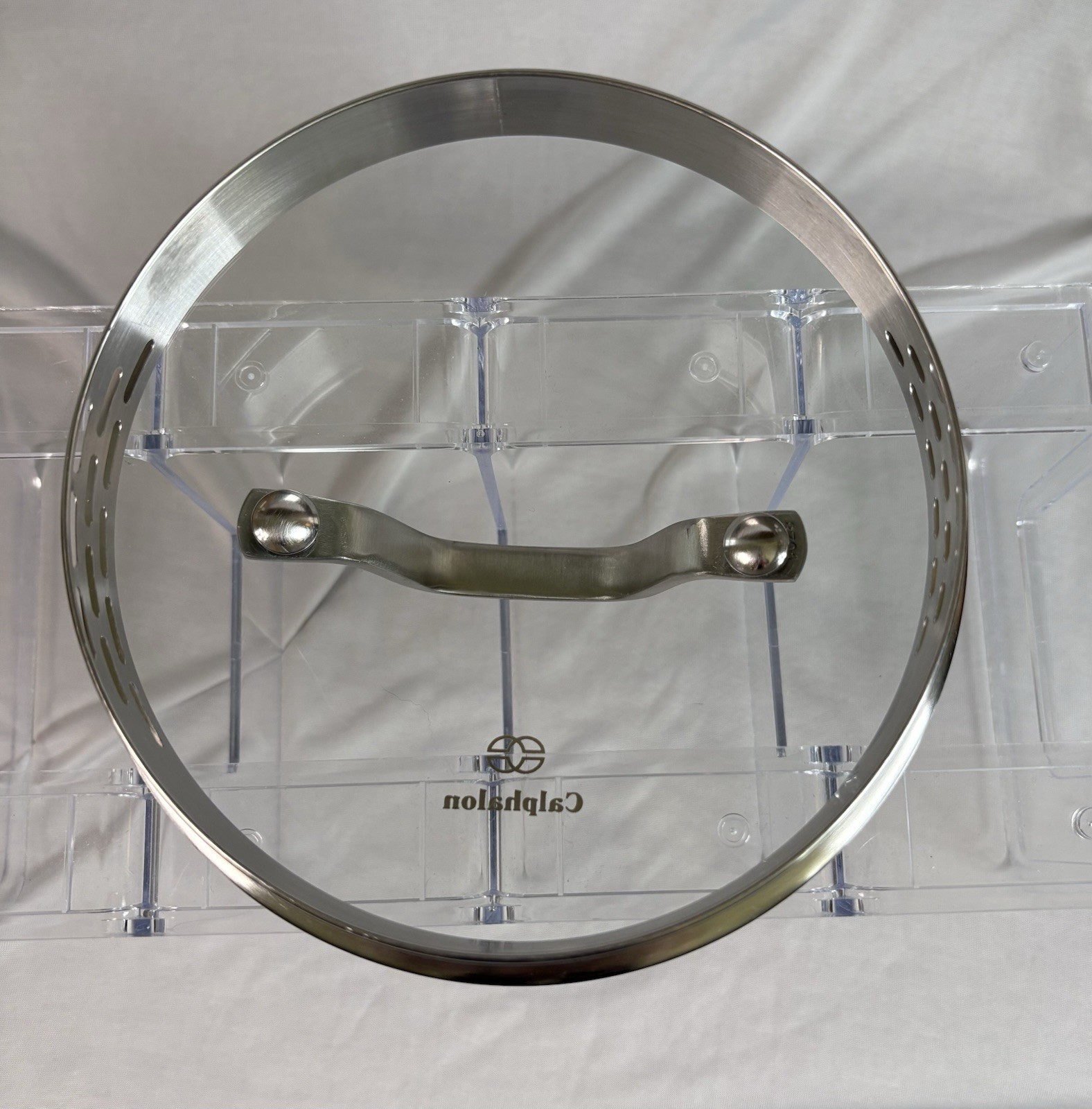 Calphalon Glass Strainer Lid 5.5 Inches Replacement Silver Strainer Rim 1085118