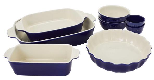 Henckels Ceramic 8 Piece Mixed Bakeware & Serving Set – Blue – NEW