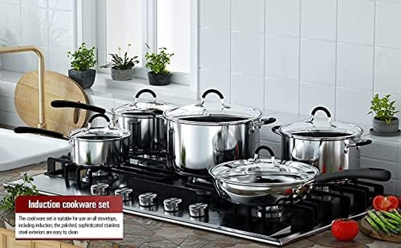 12-Piece Stainless Steel Cookware Set – Durable & Stylish Silver
