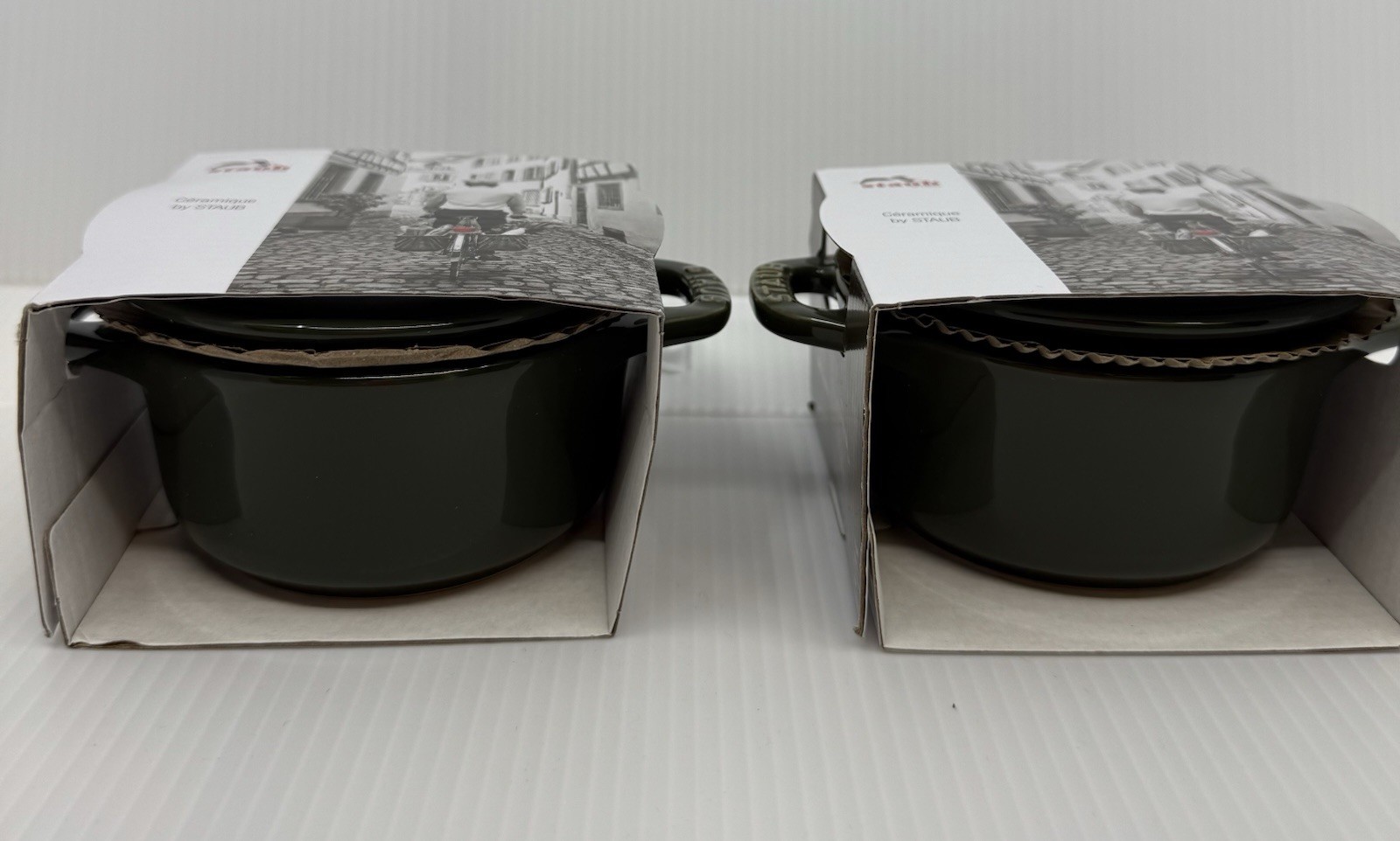 Staub Mini Cocotte Basil Green Ceramic Set of 2, 10cm, Dishwasher Safe
