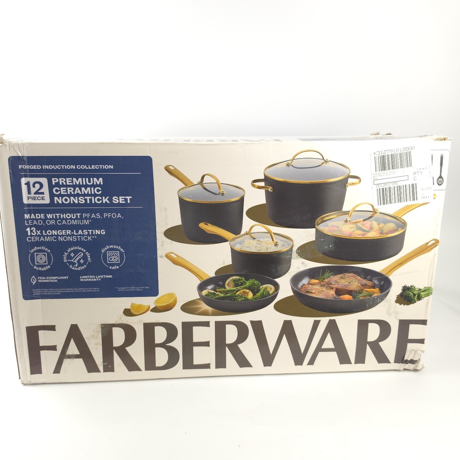 Farberware Forged Induction 12-Piece Aluminum Ceramic Nonstick Cookware Set Blac