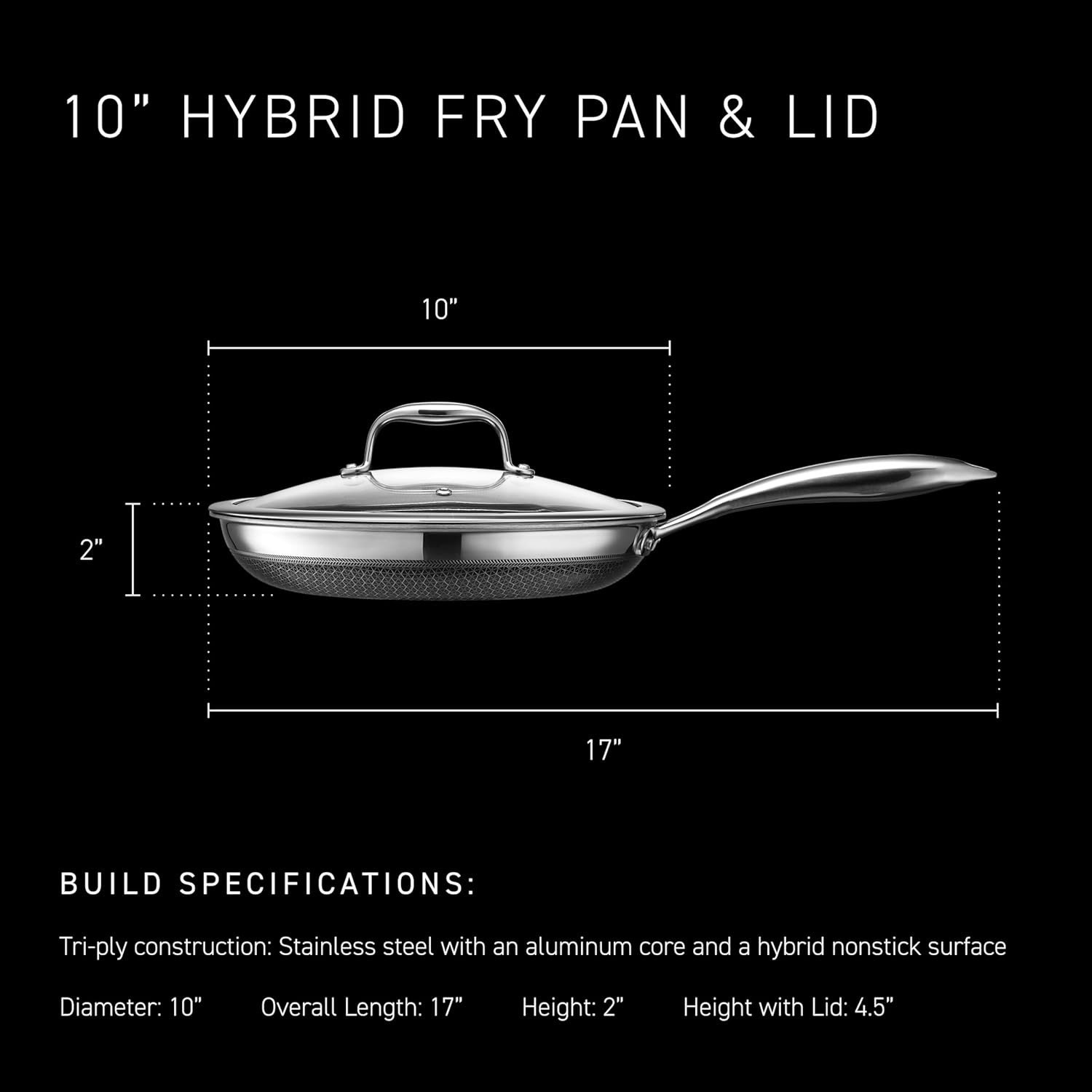 10-Inch Hybrid Nonstick Frying Pan with Lid, Oven-Safe & Induction Ready