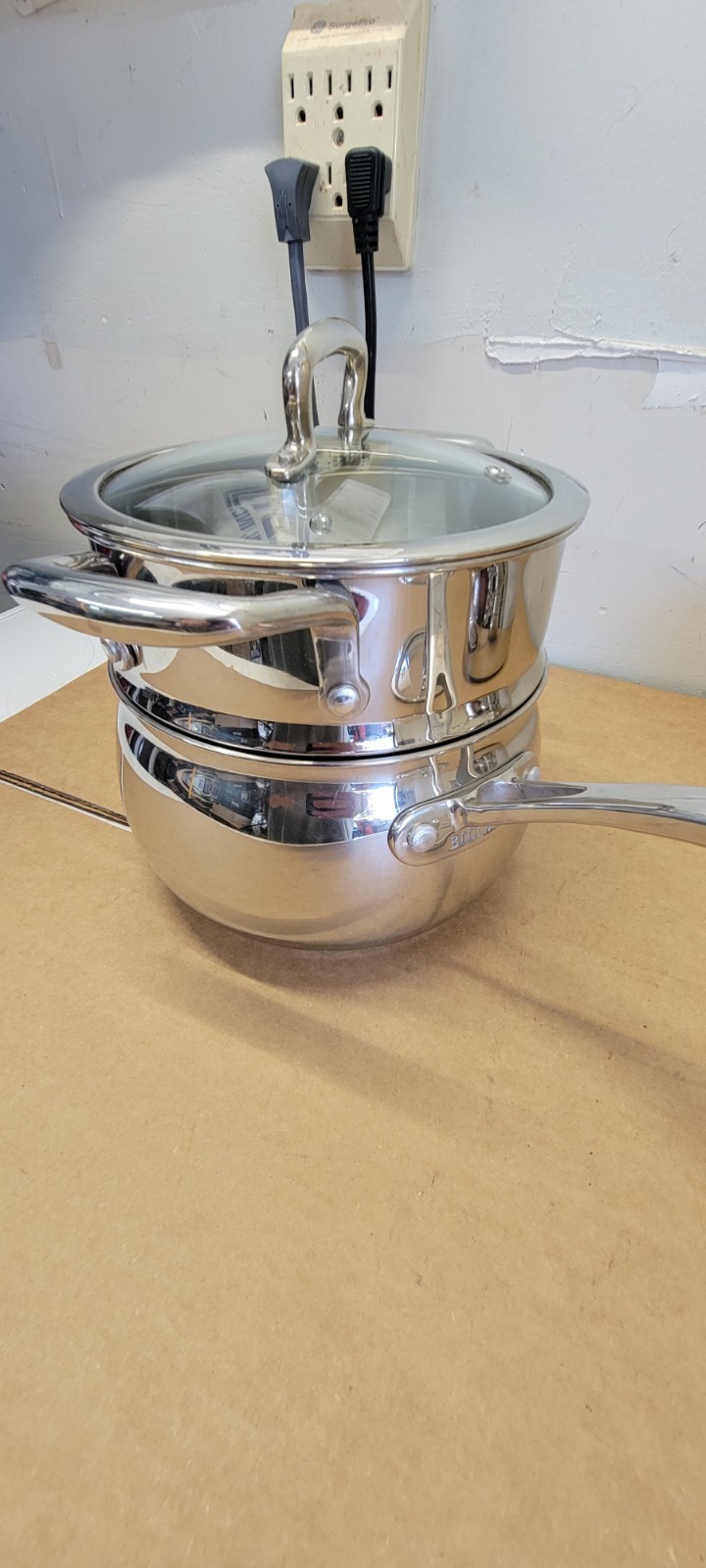 Biltmore 3 Pc Sauce Pans Pots Heavy Stainless Steel Oven Safe Steamer 3.4 2.3 QT