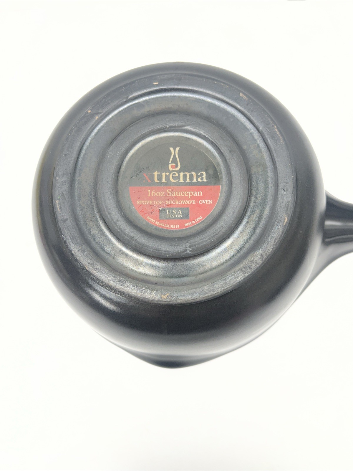 Xtrema Ceramic 16oz Black Non-Toxic Saucepan Stove Oven Dishwasher Safe W/Chip