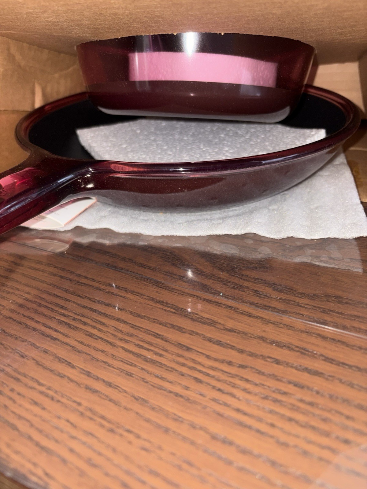 VTG 90s Corningware Cranberry Tinted Visions Cookware 5 Piece New Open Box