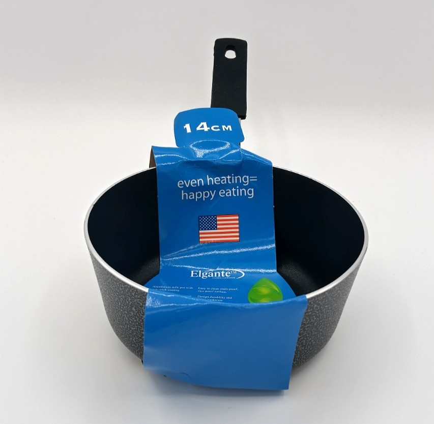 Elgante Classic 14cm 5.5″ Nonstick Milk Pan Small Saucepan Black No Lid