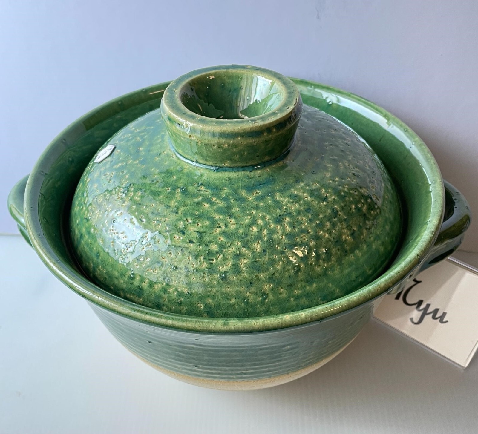 BANKO Ware Rice Clay Pot & Nagatanien Steam Plate RYOKUSAI Green Japanese DONABE