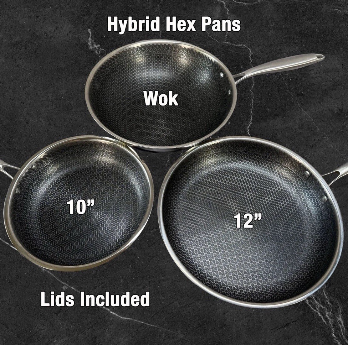 KFO Premium Hex Cookware Wok Pan – Stainless Steel Hybrid Design – Various Sizes