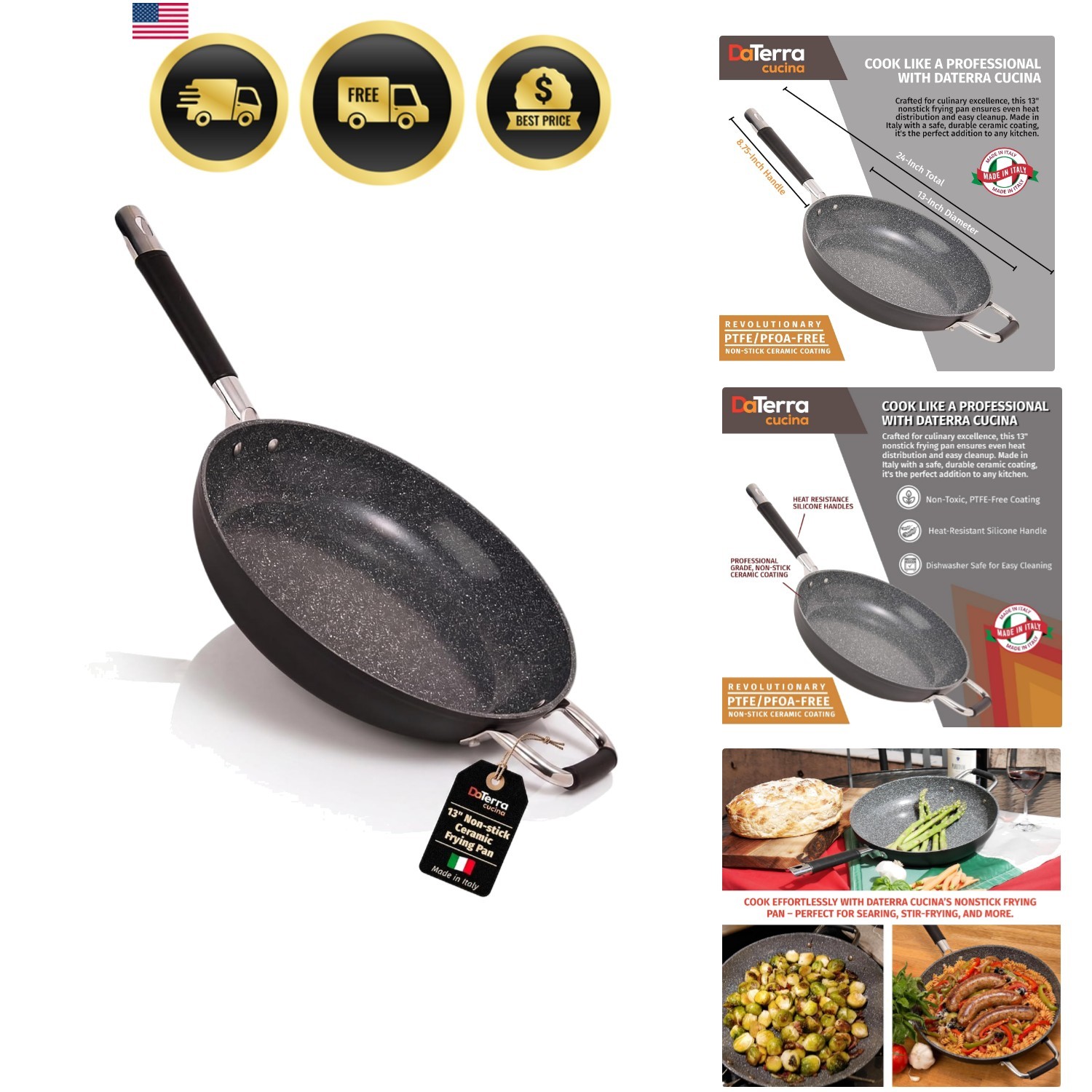 13″ Non-stick Ceramic Frying Pan – Large Nonstick Frying Pan for Cooking – In…