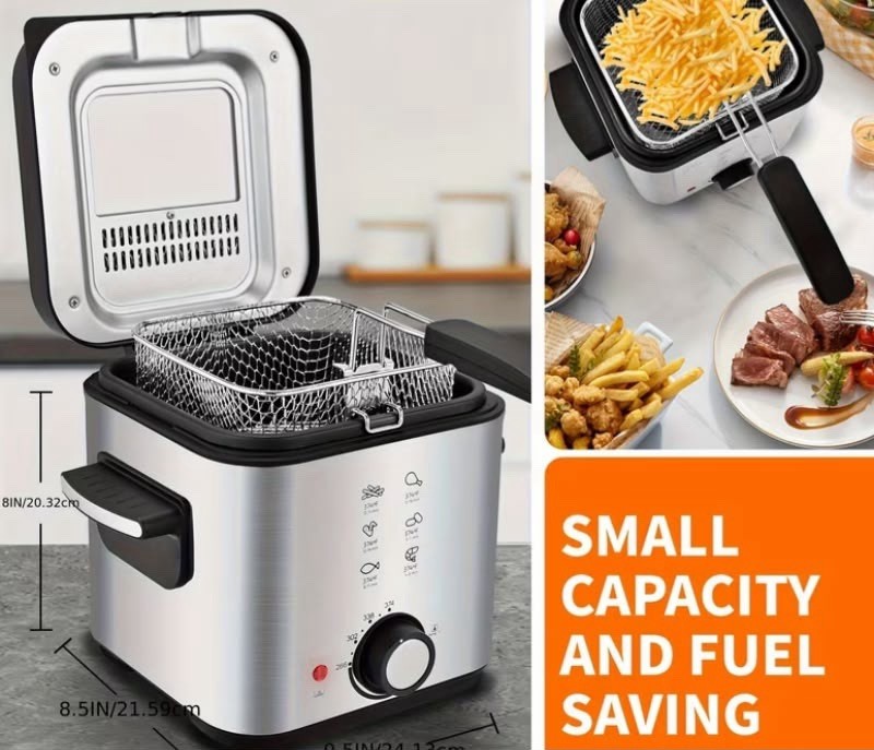 1500W Non Stick Frying Pan Adjustable Temperature & Detachable Basket 1.5L