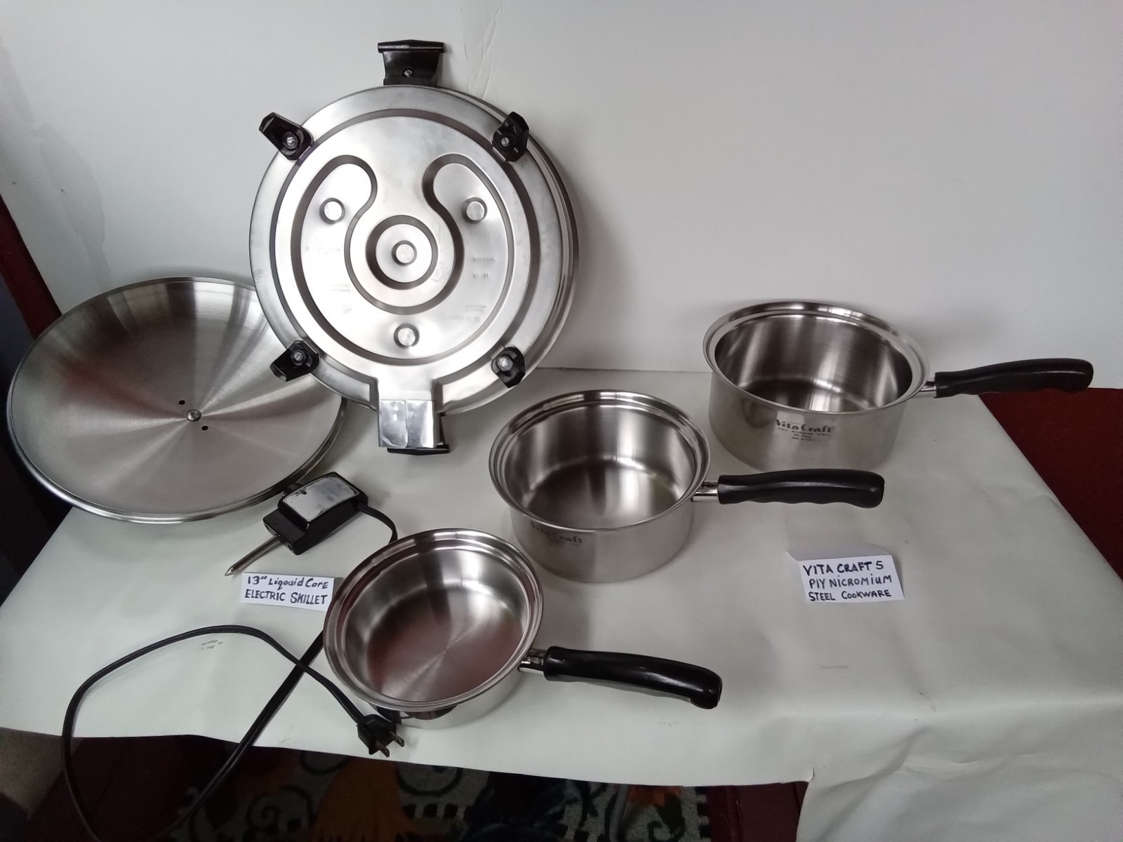 VITA CRAFT 5 PLY NICROMIUM STEEL 3 PC. SAUCE W/ELECTRIC LIQUID CORE SKILLET 13″☆