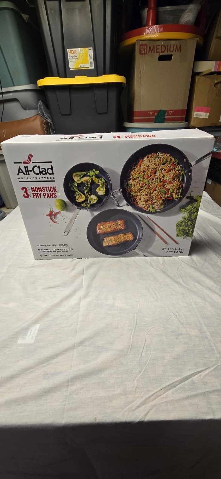 In Box All-Clad Nonstick 3-Piece Set 8″, 10″ and 12″ Fry Pans