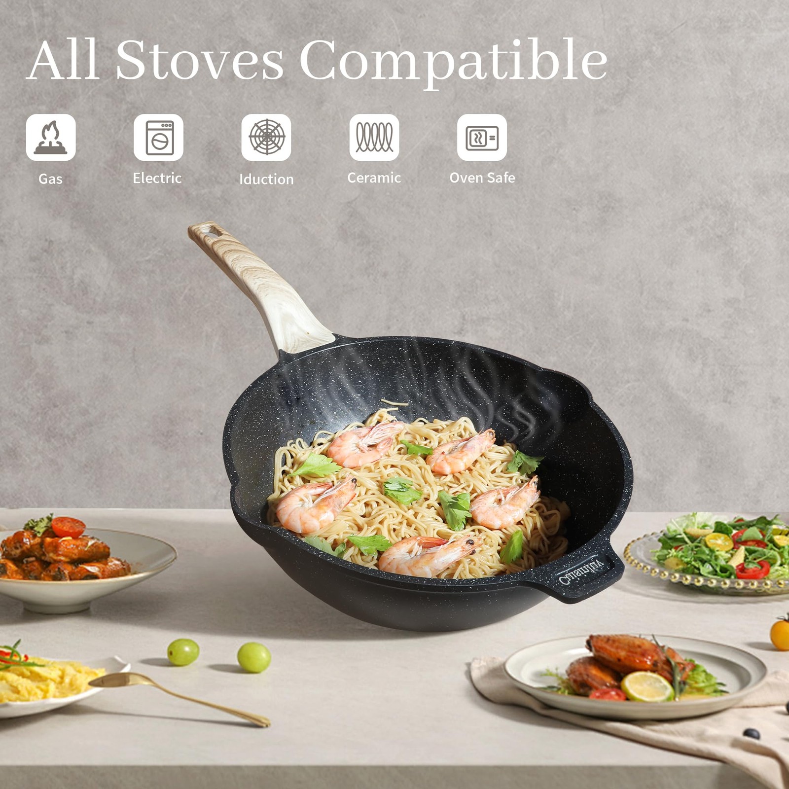 Pots and Pans Set, Nonstick Kitchen Cookware Sets，23Pcs Black Granite Inducti…