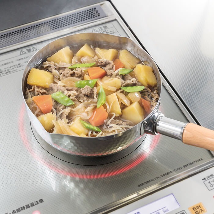 Yoshikawa Stainless Steel Snow Flat Pot One Handed Pot Mouth Scale Included