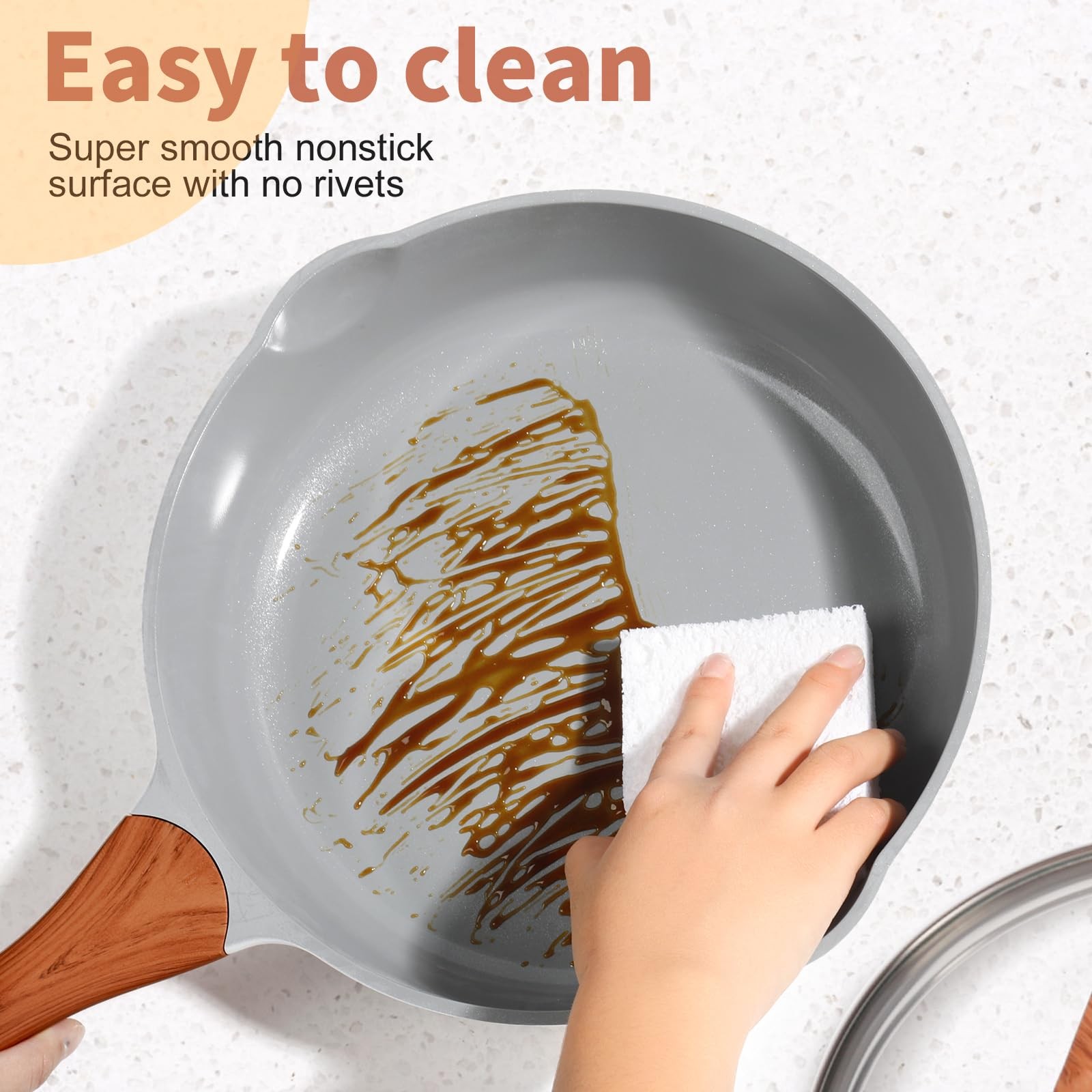 Frying Pans Nonstick with Lid, 10.2 inch Skillets and Frying pans,Ceramic Coo…
