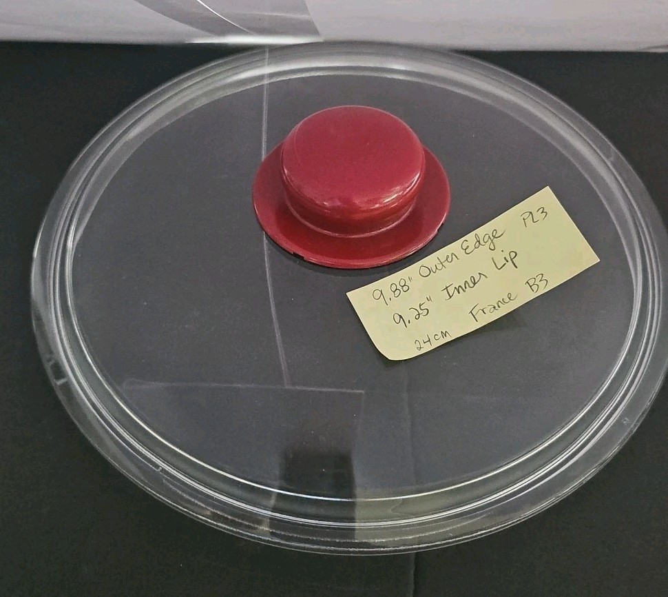 France Clear Glass Lid Only 9.88″ Outer Edge 24cm B3 Red Plastic Handle