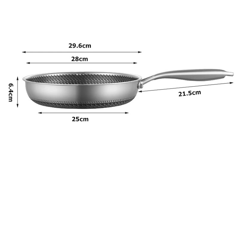 Stainless Steel Honeycomb Nonstick Frying Pan with Lid Induction Compatible