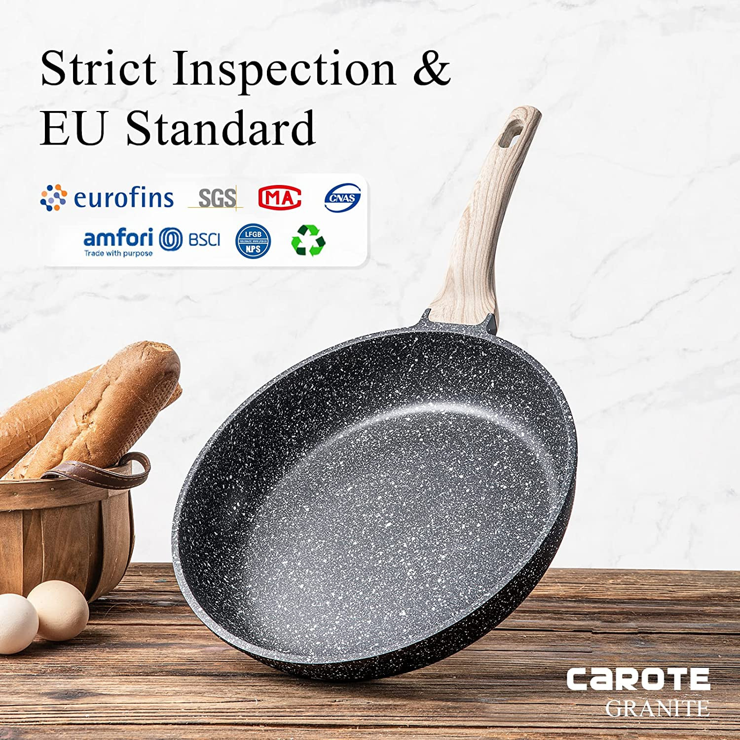 Frying Pan Stone Cookware Chef’s Pan Classic Granite 8 Inch NEW