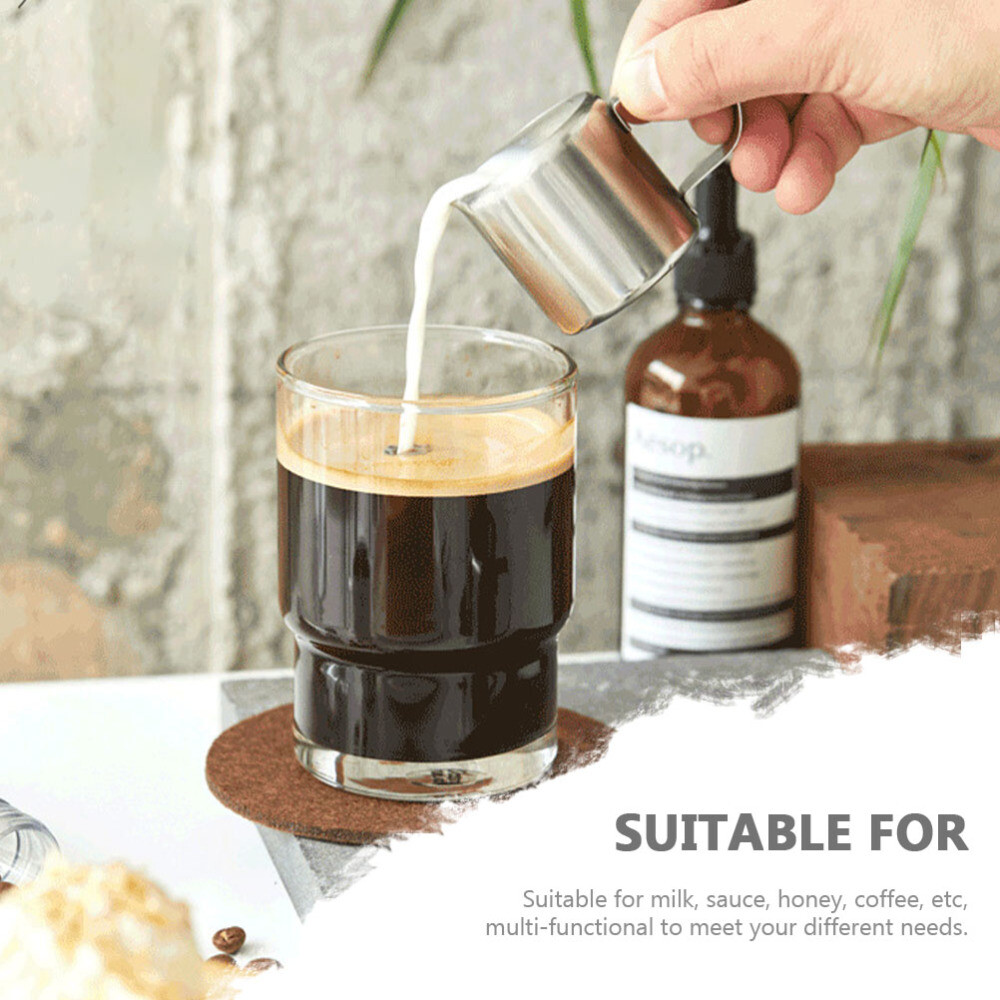 2Pcs Steaming Pitcher Stainless Steel Sauce Jugs Espresso Measuring Cup 57ml US