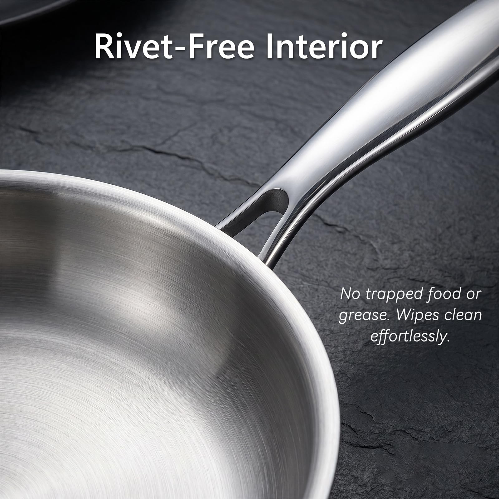 10.2 Inch Stainless Steel Frying Pan, Professional Tri-Ply Uncoated Skillet w…