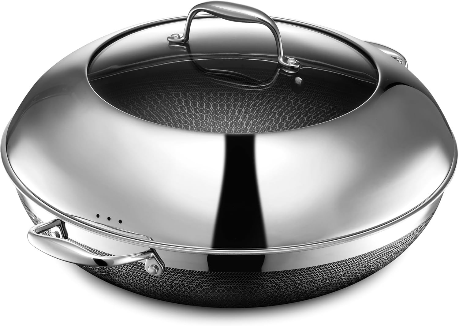 HexClad Hybrid Nonstick 14″ Wok with Stainless Steel Lid – $189 MSRP!