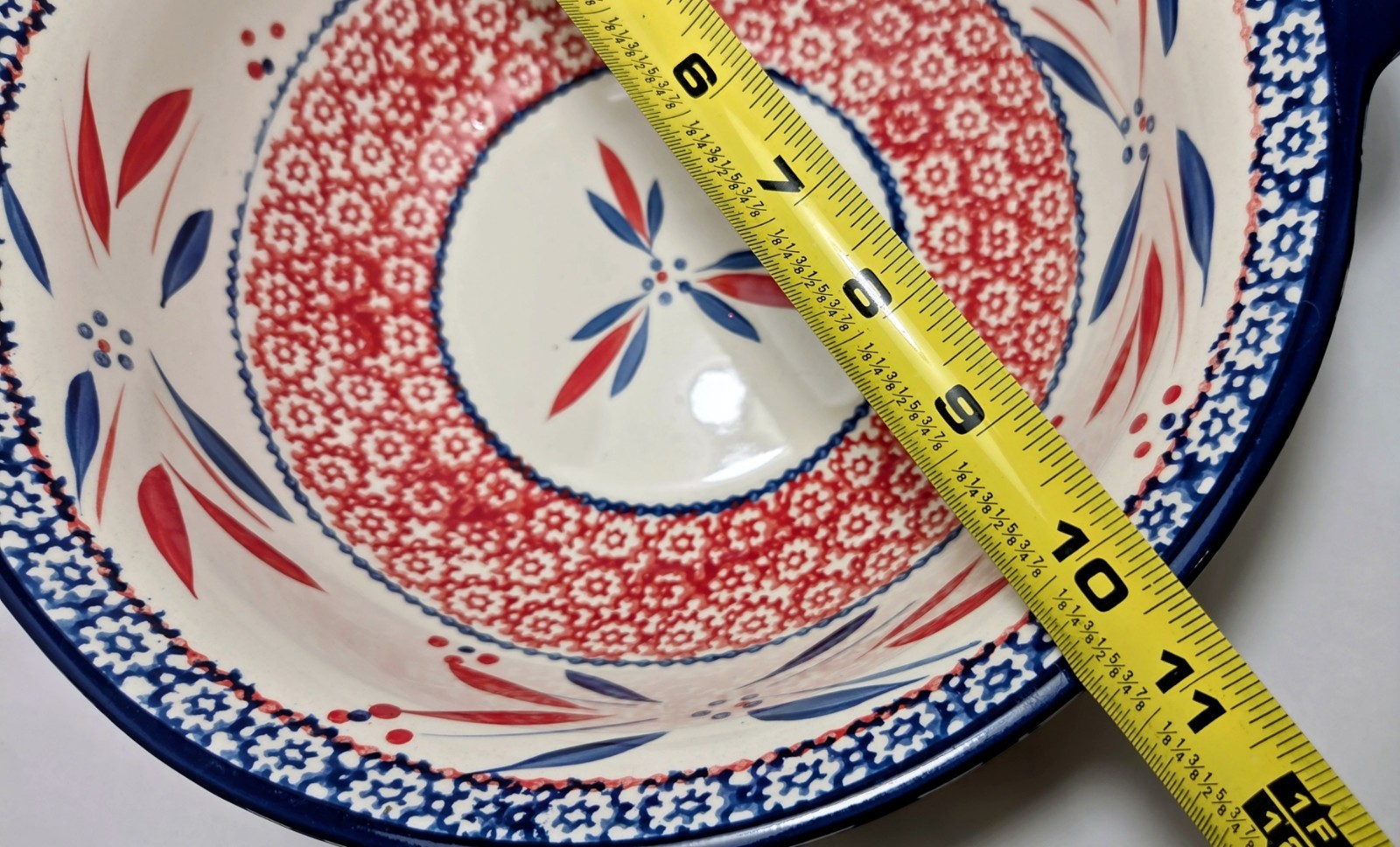 Temptations Tara Old World Red White Blue 4QT MIXING BOWL Firework Fetti 10¾”x4½