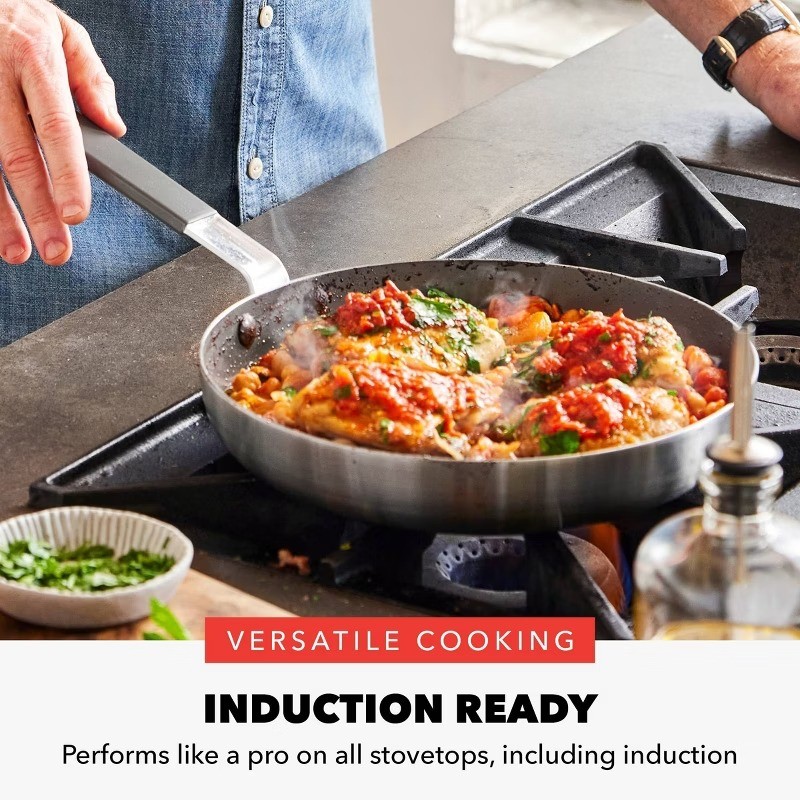 12″ Stainless Steel Ceramic Nonstick Covered Fry Pan