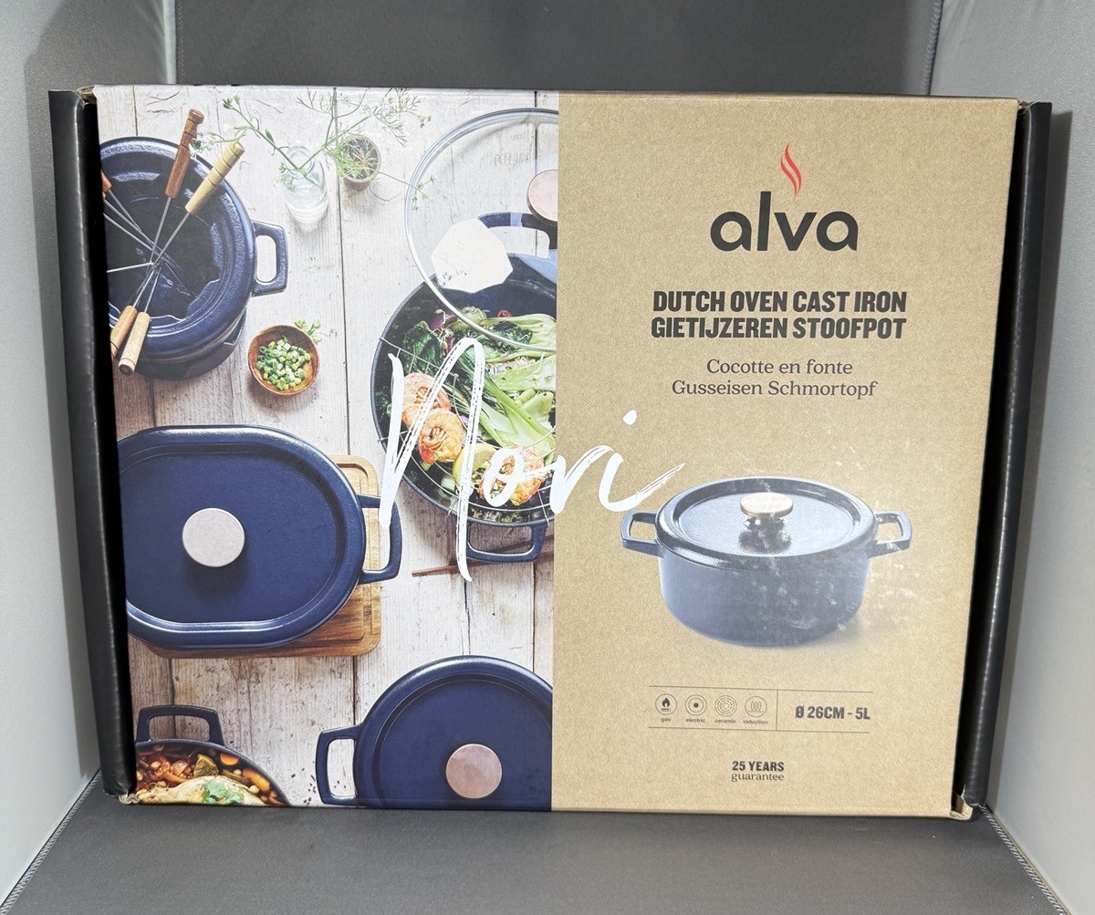 Alva Nori 5QT Round Enameled Cast Iron Dutch Oven with Lid Oven Safe