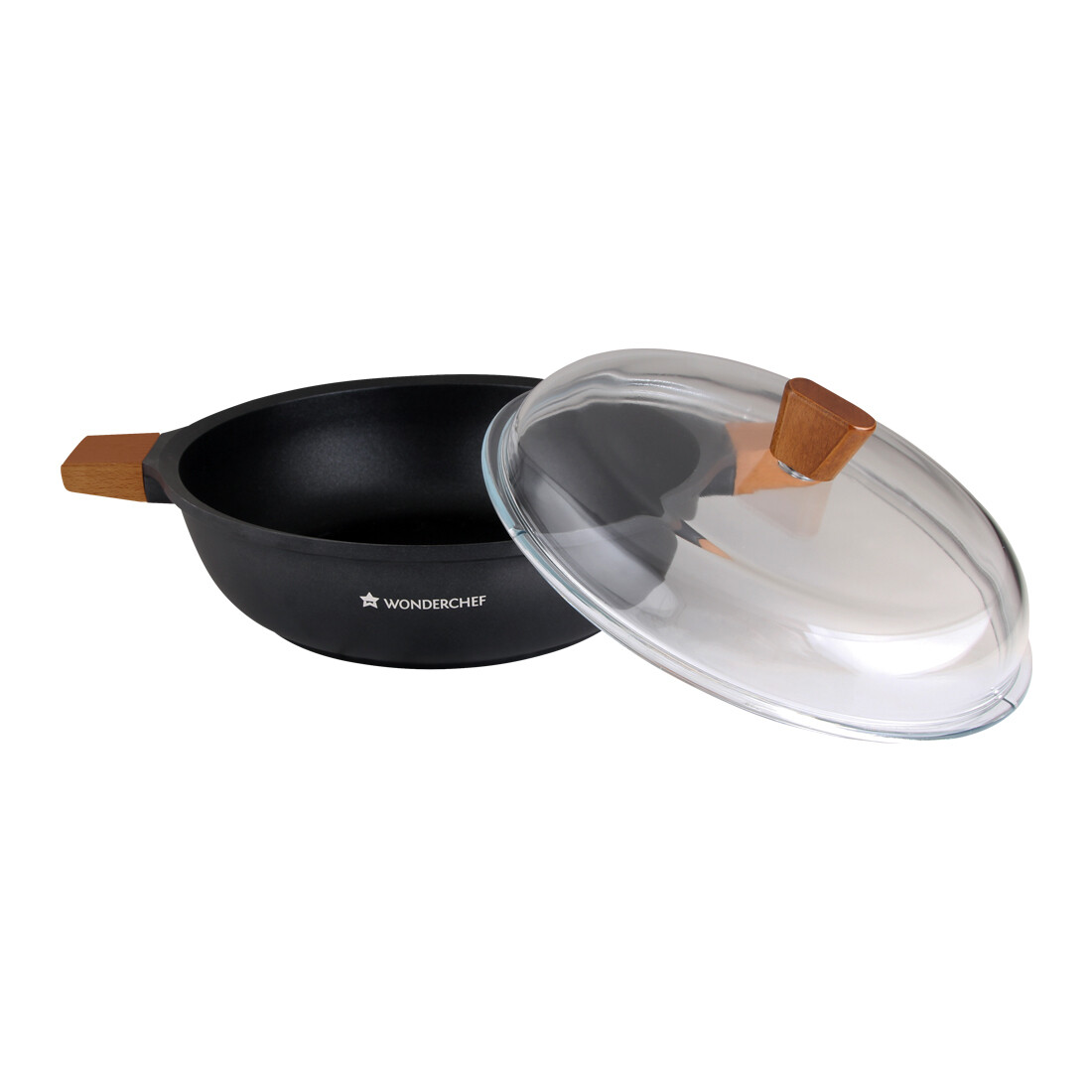 Wonderchef Die Cast Non-Stick Aluminum Shallow Casserole with Lid, 28 cm