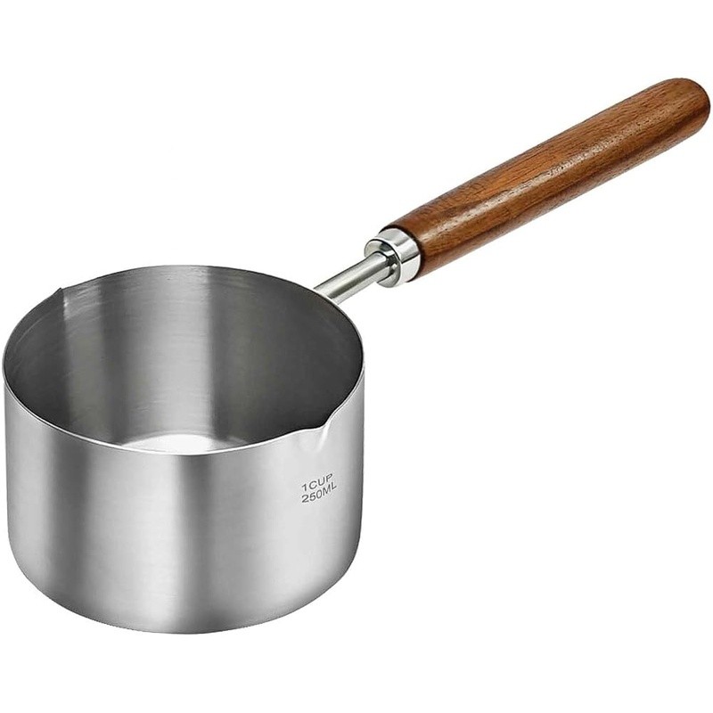 Compact Stainless Steel Saucepan W/ Spout Ergonomic Handle Induction Compatible