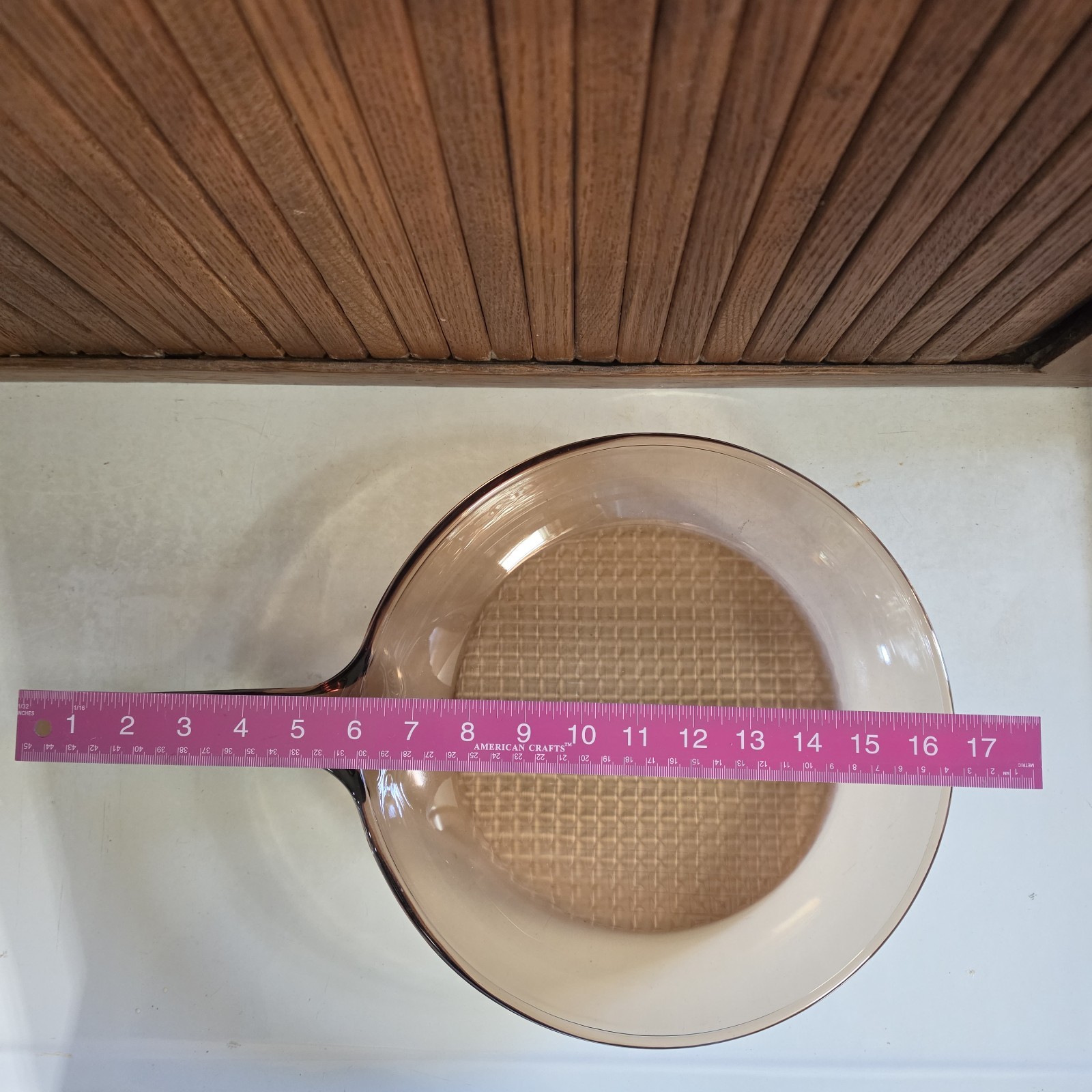 CorningWare Vision #10 Amber 10.5” Skillet Pan Waffle Bottom Vintage ‘70s No Lid