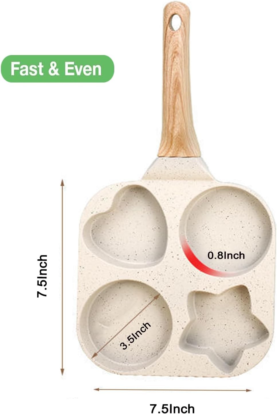 Pan with Anti-scald Handle, Breakfast Skillet for Eggs, Pancakes, Bacon (White)