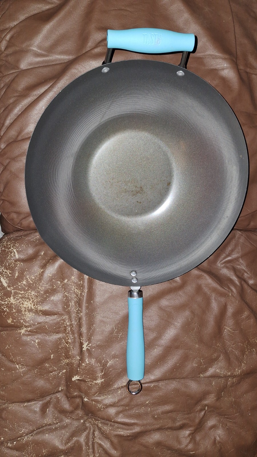 Tasty Carbon Steel Non-Stick Stir Fry Pan/Wok, 14 inch, Blue
