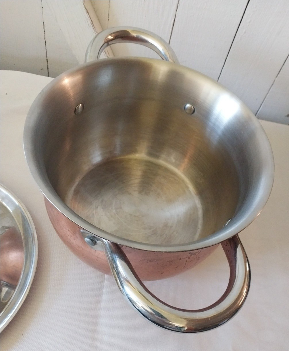 La Sera Hammered Cookware Copper Pot Collection De Luxe Copper Triply w/Lid