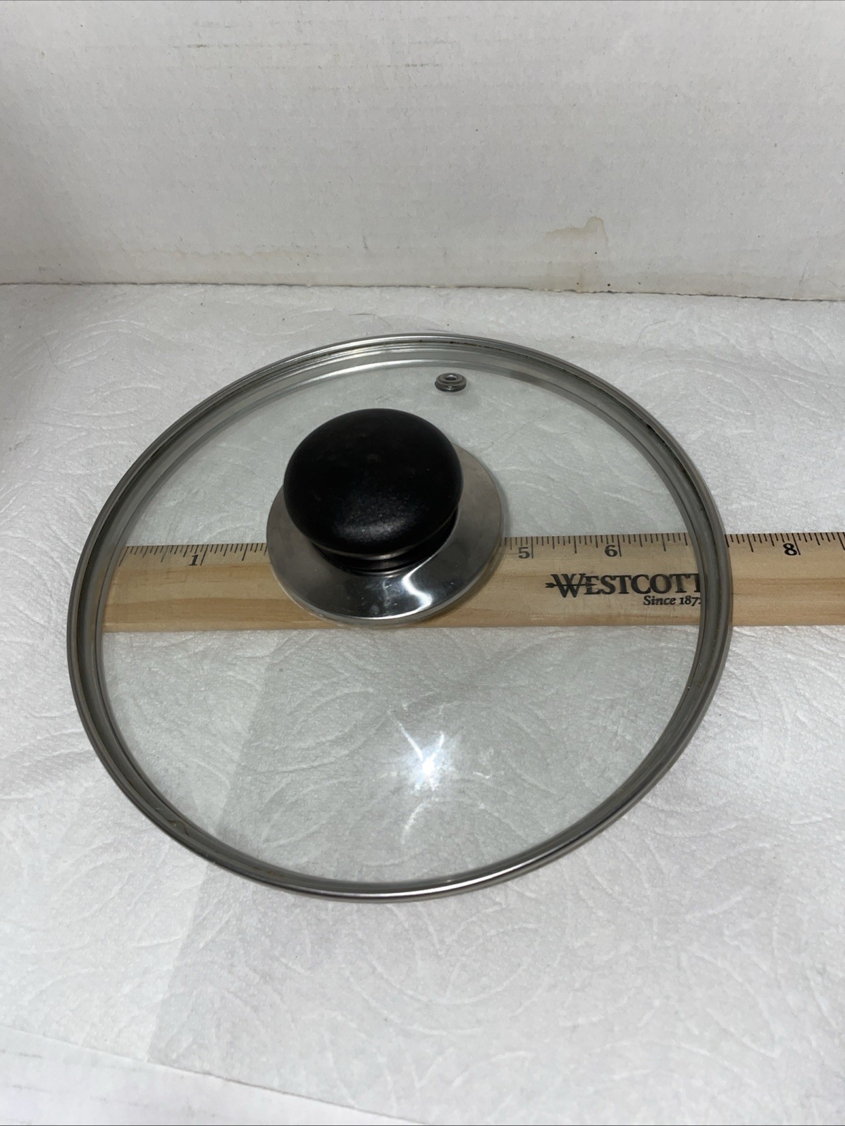 Clear Glass Pot Lid for Frying Pan Or Pot 7 Inch one Hole Silver Round Knob