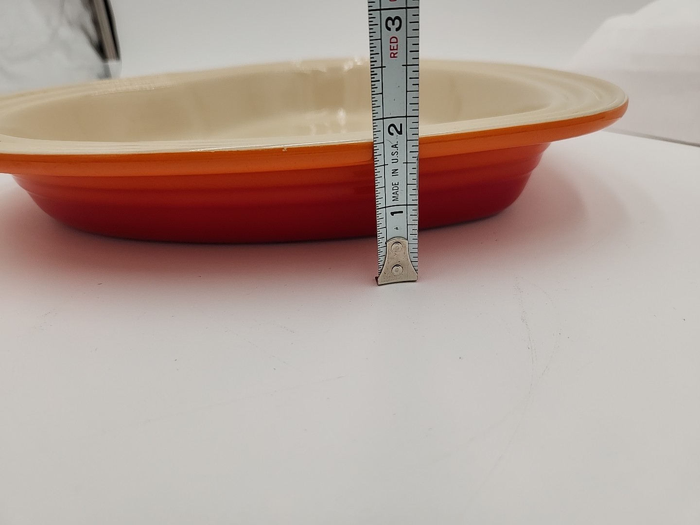 Le Creuset Stoneware Orange Red Heart Shaped Baking Dish 10″ (1 Qt.) Cream