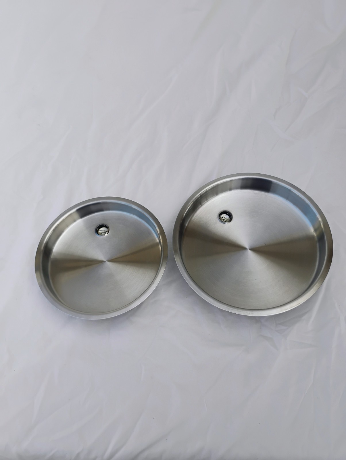 Vintage Saladmaster Stainless Steel Replacement Lids 7-5/8″ & 8-5/8″ Lot of 2