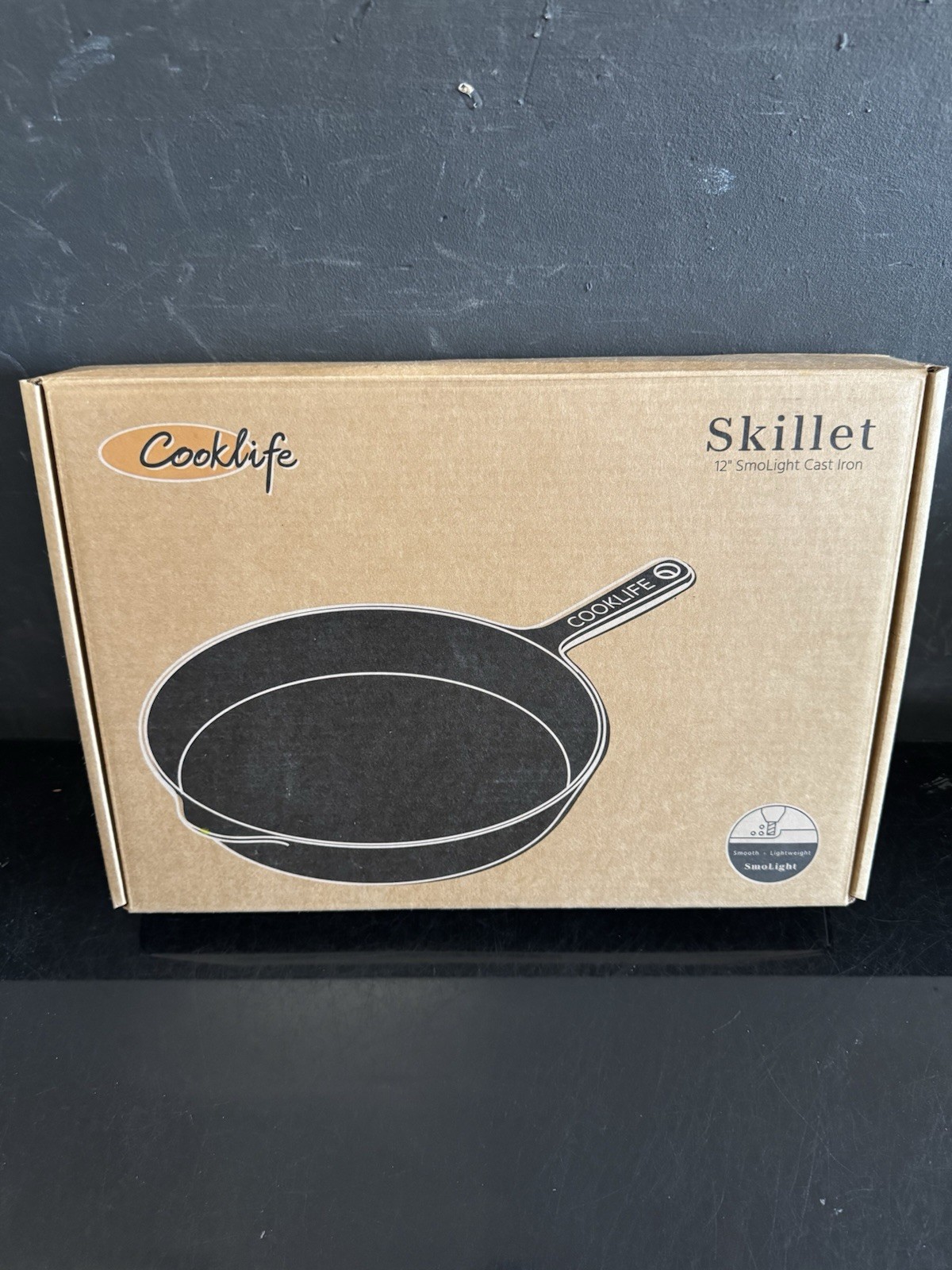 COOKLIFE 12 Inch Lightweight Pre-Seasoned Cast Iron Skillets, W/Spoon, BRAND NEW