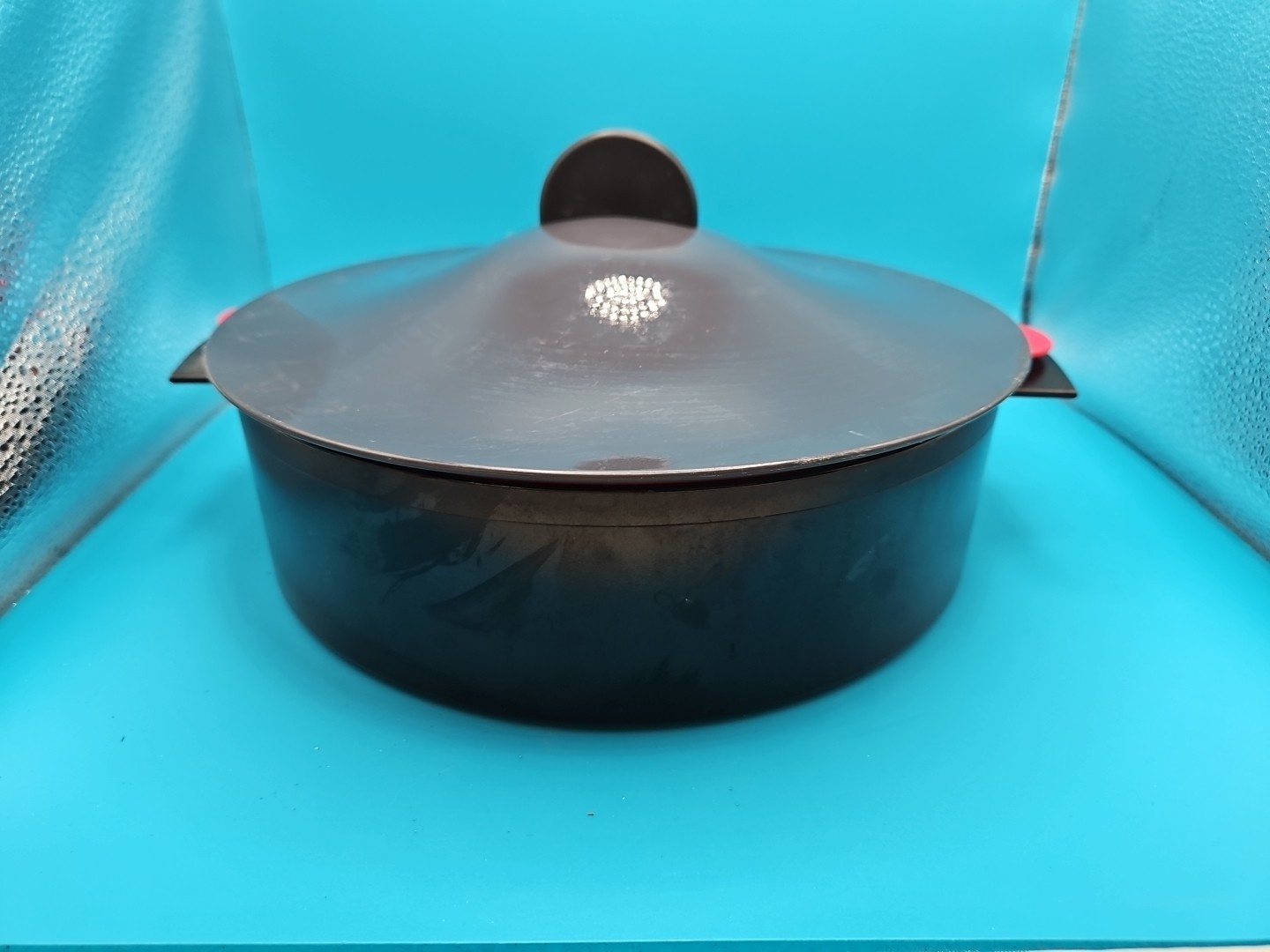 Tupperware Microsteamer 9″ black red microwave steamer cooker veggies rice 3 pc