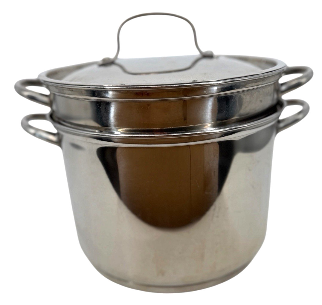 Williams-Sonoma 8 Quart Stainless Steel Stock Pot Steamer Strainer Insert & Lid
