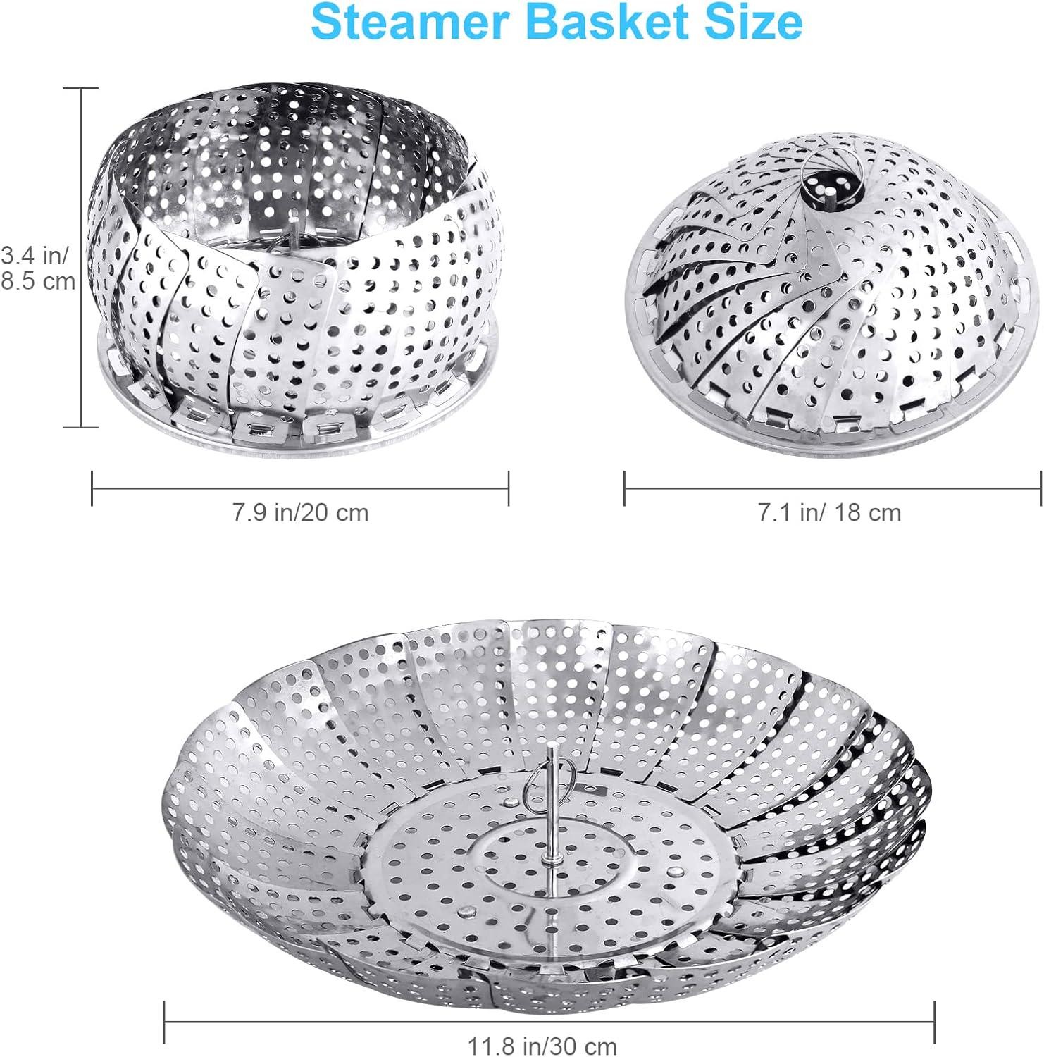 Large Veggie Vegetable Steamer Basket, Folding Steaming Basket, Collapsible For