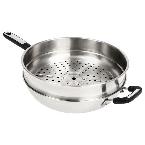 Large Honeycomb Wok Pan with Lid & Stainless Steel Steamer Cooking Pot Nonstick