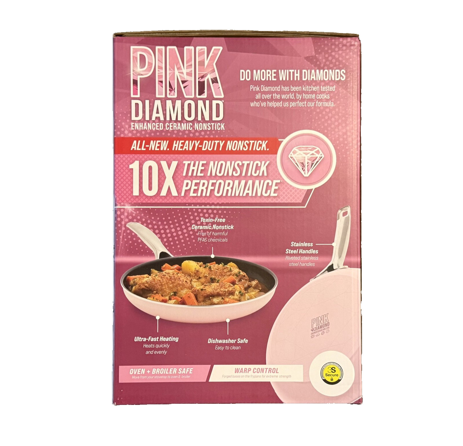 Blue Diamond Toxin-Free Ceramic 12-Piece Pots & Pans Cookware Set, Pink