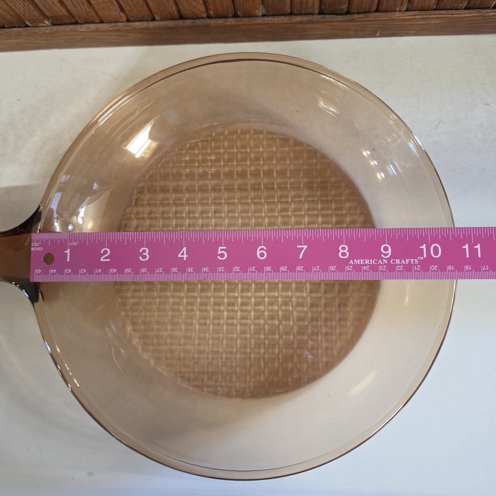 CorningWare Vision #10 Amber 10.5” Skillet Pan Waffle Bottom Vintage ‘70s No Lid