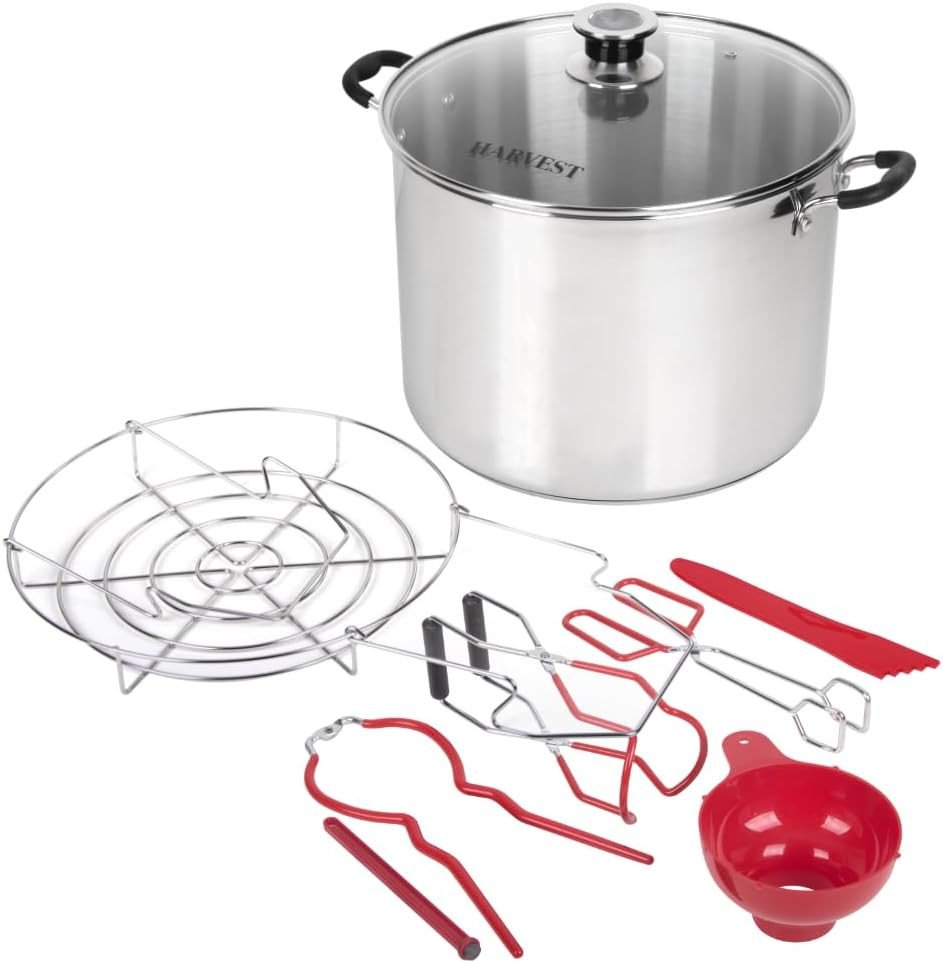 Harvest Stainless Steel 20 Qt Canning Pot with Rack | Water Bath or Steam Cannin