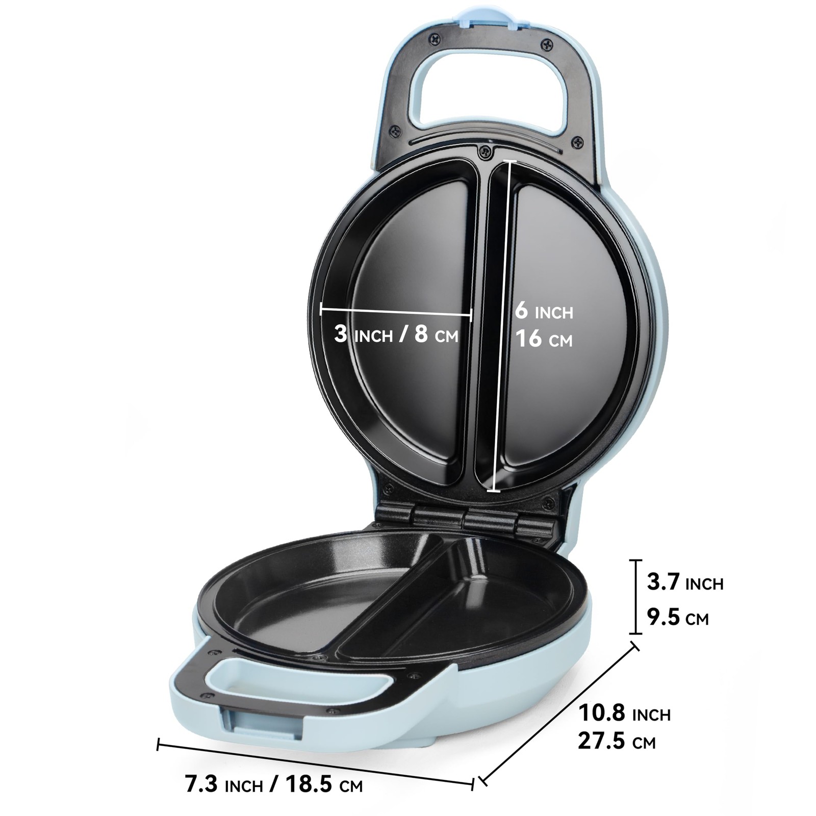 Flip Omelette Maker Electric, Omelette Pan Nonstick for 2 Individual 6.5 Omel
