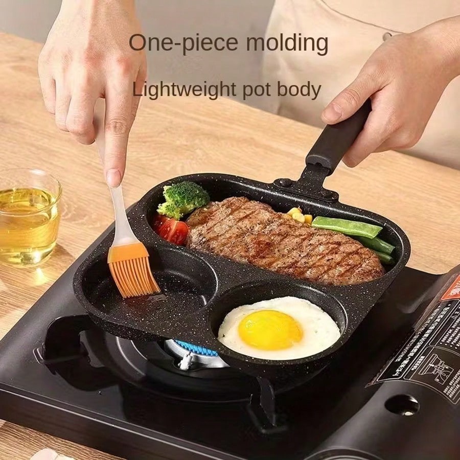 Non Stick Frying Pan Cast Iron Ultra Durable Scratch Resistant 3 in 1 Cookware