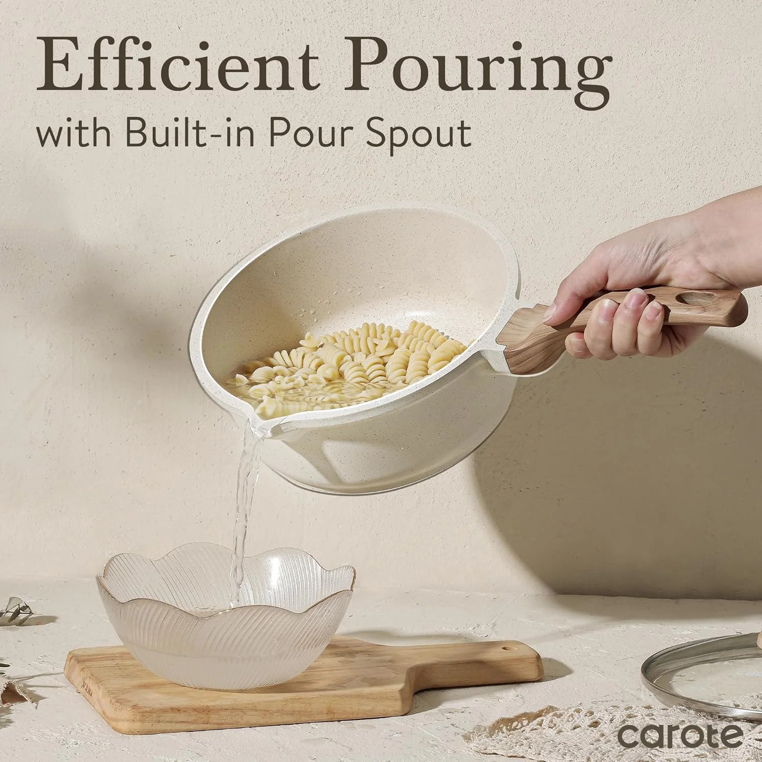 CAROTE 1.5Qt & 2.5Qt Sauce Pan Set with Lid Nonstick Saucepan 4 Pcs Non Stick Sa