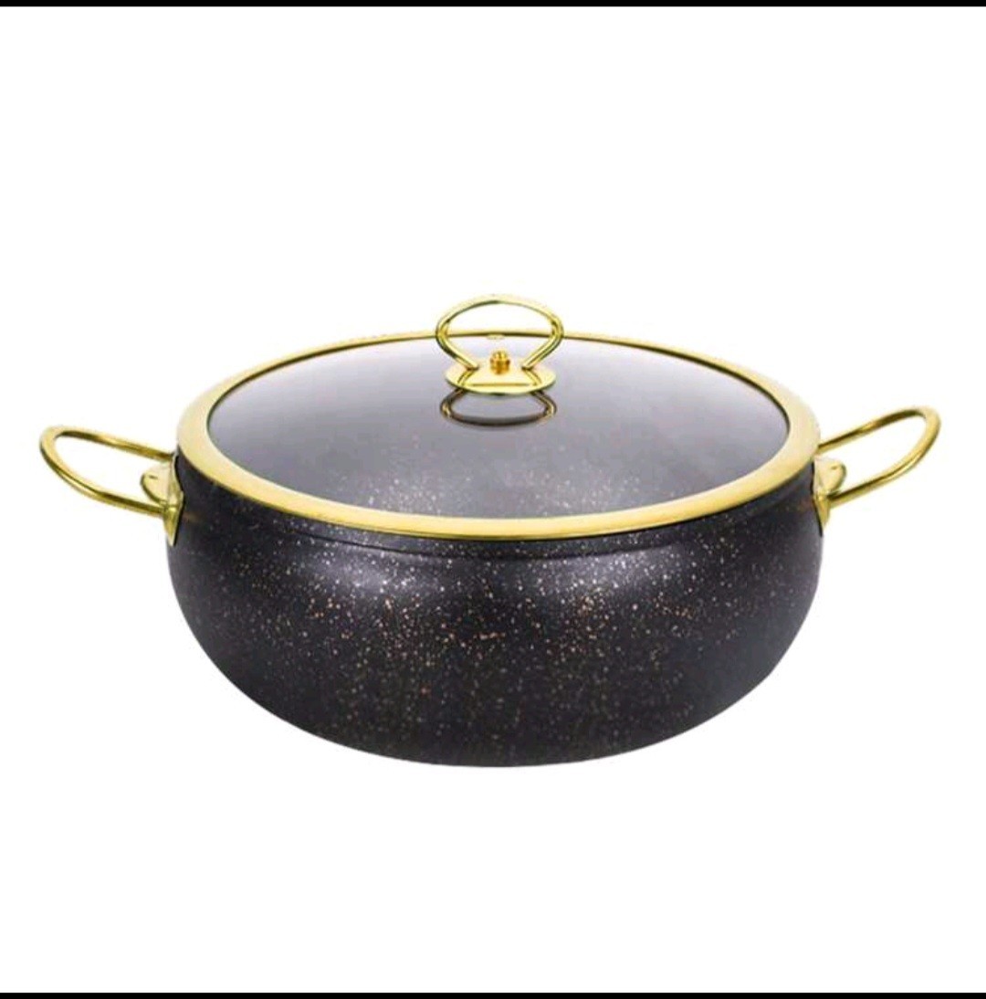 10-Piece Nonstick Metal Cookware Pan Set w/ Lids, Black/Gold, Gas, 20-28cm